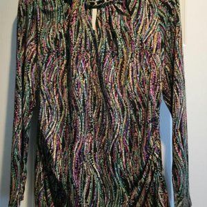 Thalia Sodi Burgos Multi-Color Tunic Top with Chain Neckline and Peephole Back